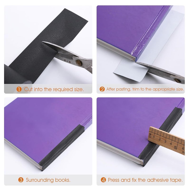 THAMIAO 2Inch Wide Self-Adhesive Matte Book Binding Tape - 33 FT Black Cloth Tape | for Repairing/Reinforcing/Protecting Old & Antique Books, Cable Management & Packaging (Black White) - Image 2